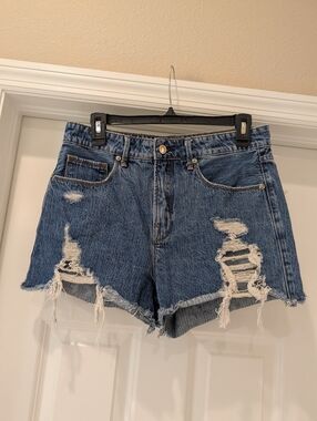 Good American High-rise Cut Off Distressed Jean Shorts Size 27